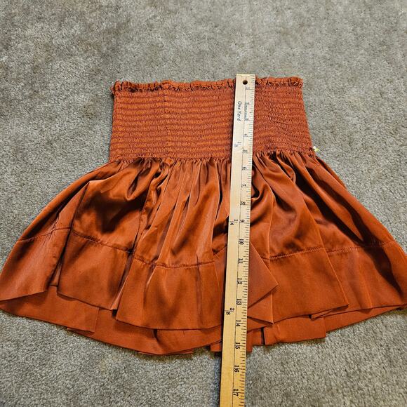Natural Life Xs / S Extra Small Satin Skort Ribbed Shiny Terra Cotta Bronze - Picture 7 of 7